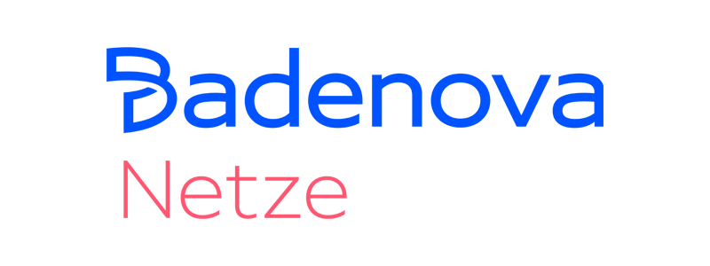 The image displays the badenova logo with the slogan 'Energy. Day by Day' in blue and orange lettering.