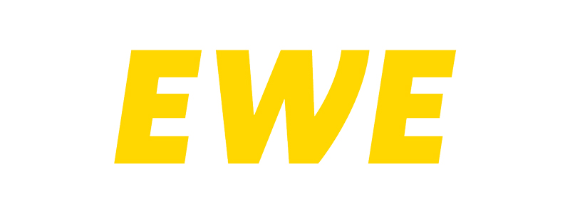 The image features a yellow logo with the text 'EWE' in bold font on a white background.