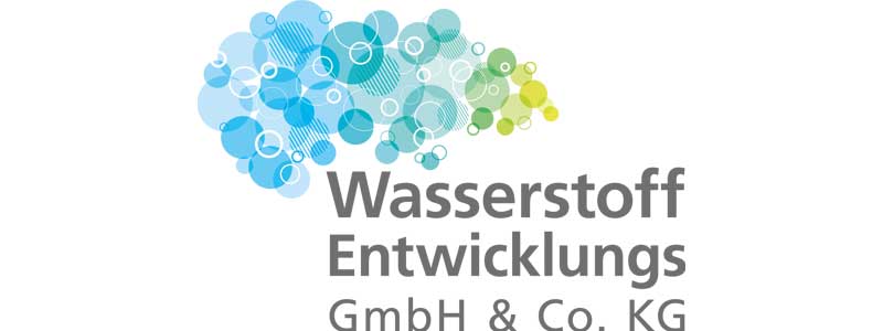The logo of Wasserstoff Entwicklungs GmbH & Co. KG features colourful circular elements in shades of blue and green.