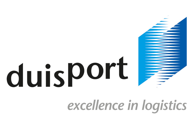 The duisport logo features the brand name in black and a blue geometric design in the background.