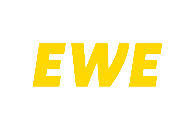 The image features the letters 'EWE' in bold yellow text on a white background.