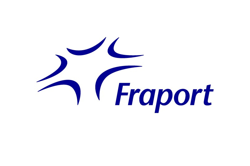 The Fraport logo features stylised blue lines and the word 'Fraport' in blue text.