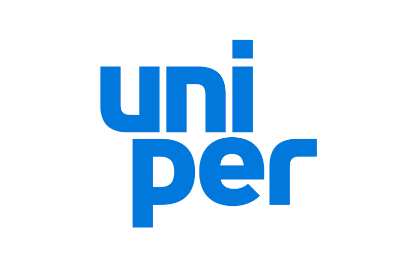 The Uniper logo in bright blue features the letters 'uni' and 'per', designed in a clear and modern style.