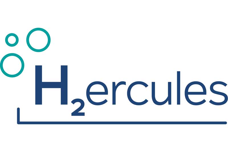 The H2ercules logo features the chemical formula for hydrogen alongside stylised bubbles.