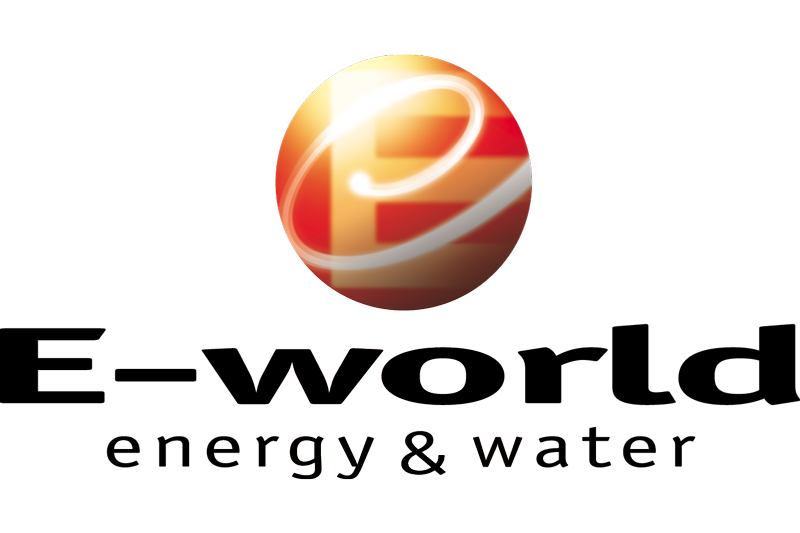 The logo of E-world.